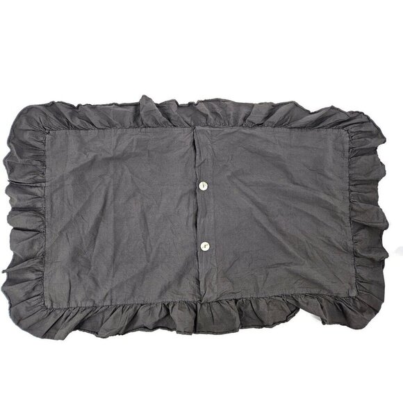 NWOT Pom Pom at Home King Pillow Shams Charcoal Cotton Ruffle Set of 2 - Picture 7 of 7